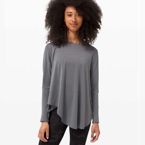 Lululemon Lifted Balance Long Sleeve Heathered Titanium size 4 Swing Top